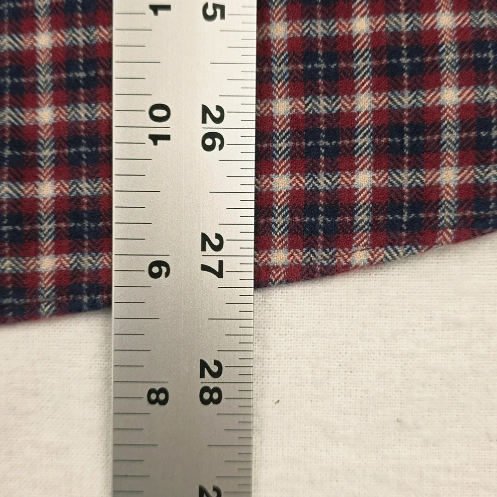 UNTUCKit Button‎ Down Shirt Men's Large Red Navy Plaid Slim Fit Cotton Flannel
